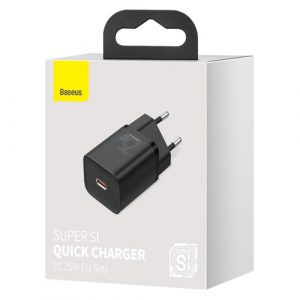 eng pm Baseus Super Si 1C fast wall charger USB Type C 25W Power Delivery Quick Charge black CCSP020101 81909 8